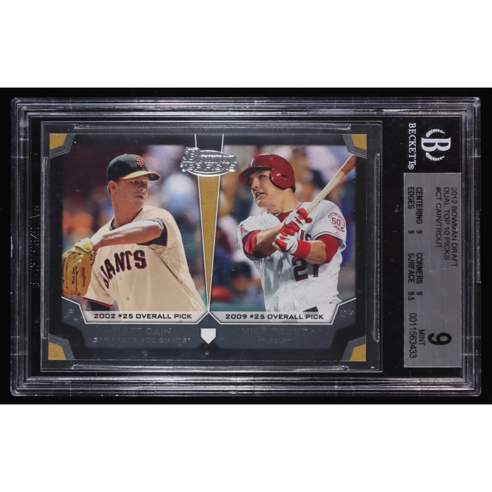 Matt Cain / Mike Trout 2012 Bowman Draft Dual Top 10 Picks #CT (BGS 9) at PristineAuction.com