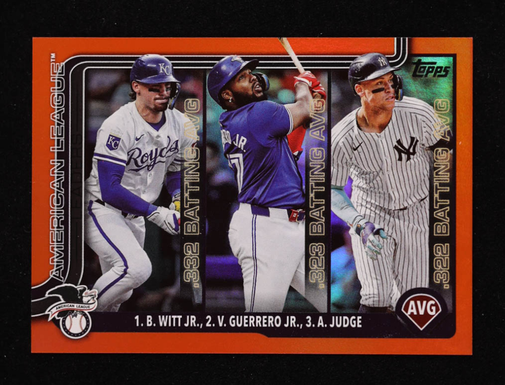 Vladimir Guerrero Jr. / Aaron Judge / Bobby Witt Jr. 2025 Topps Orange Holo Foil #345 #18/25