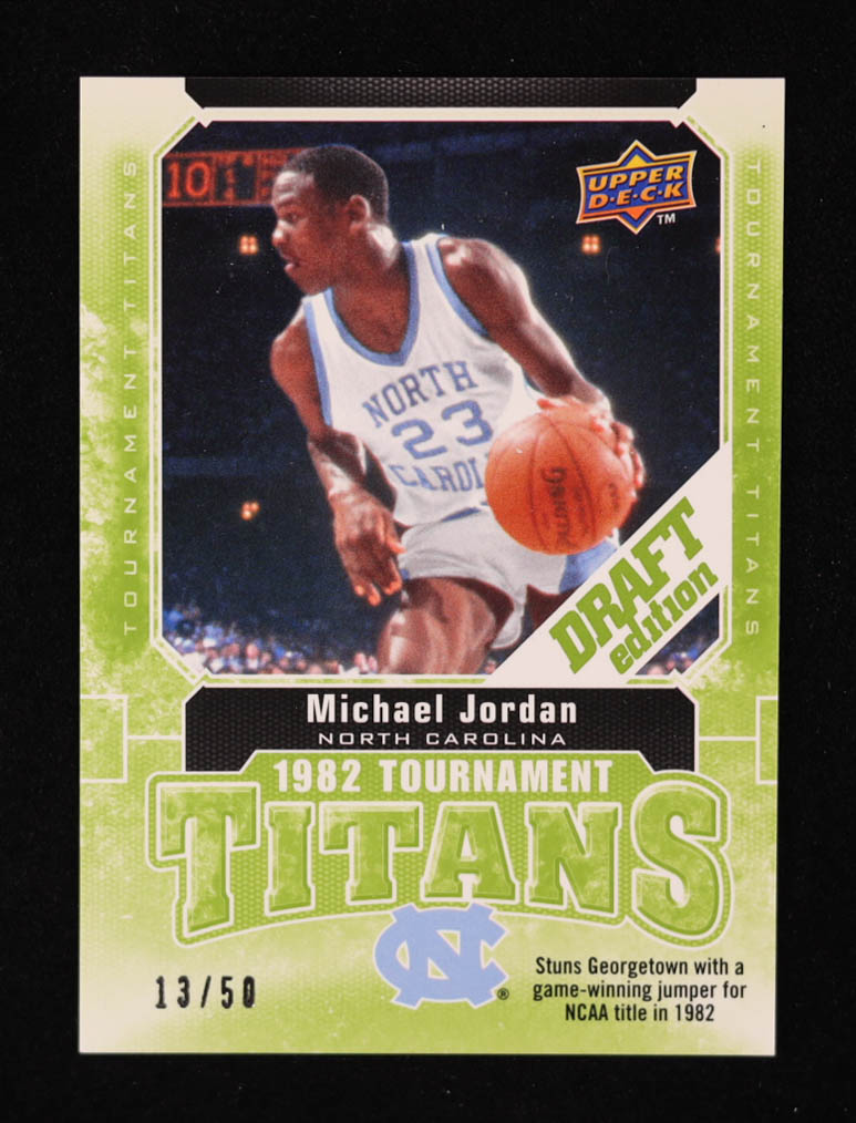Michael Jordan 2009-10 Upper Deck Draft Edition Tournament Titans Green #TTJO #13/50 at PristineAuction.com Michael Jordan 2009-10 Upper Deck Draft Edition Tournament Titans Green #TTJO #13/50 at PristineAuction.com