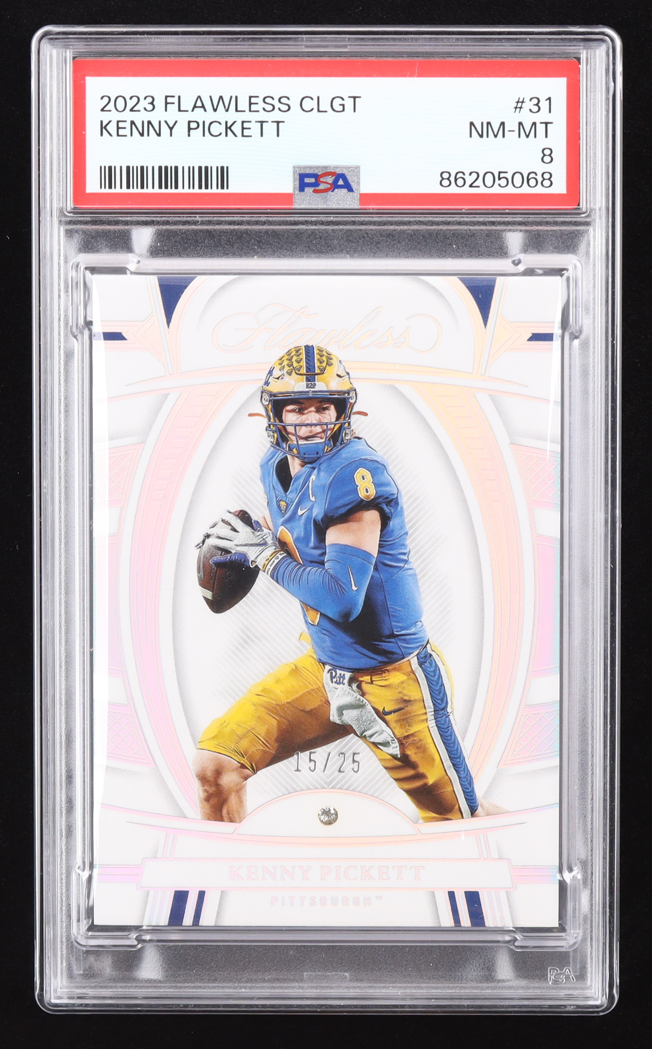 Kenny Pickett 2023 Panini Flawless Collegiate #31 #15/25 (PSA 8) at PristineAuction.com Kenny Pickett 2023 Panini Flawless Collegiate #31 #15/25 (PSA 8) at PristineAuction.com
