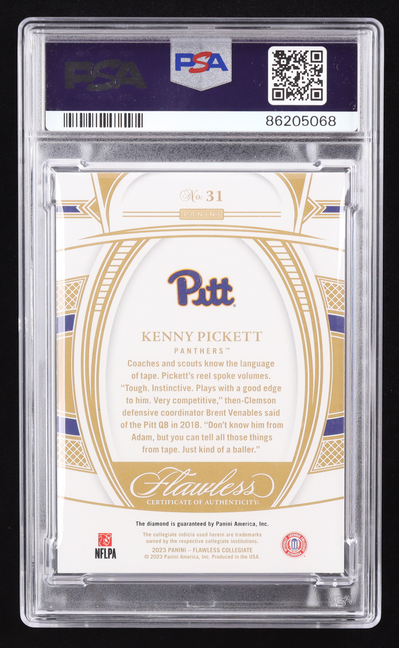 Kenny Pickett 2023 Panini Flawless Collegiate #31 #15/25 (PSA 8) at PristineAuction.com Kenny Pickett 2023 Panini Flawless Collegiate #31 #15/25 (PSA 8) at PristineAuction.com