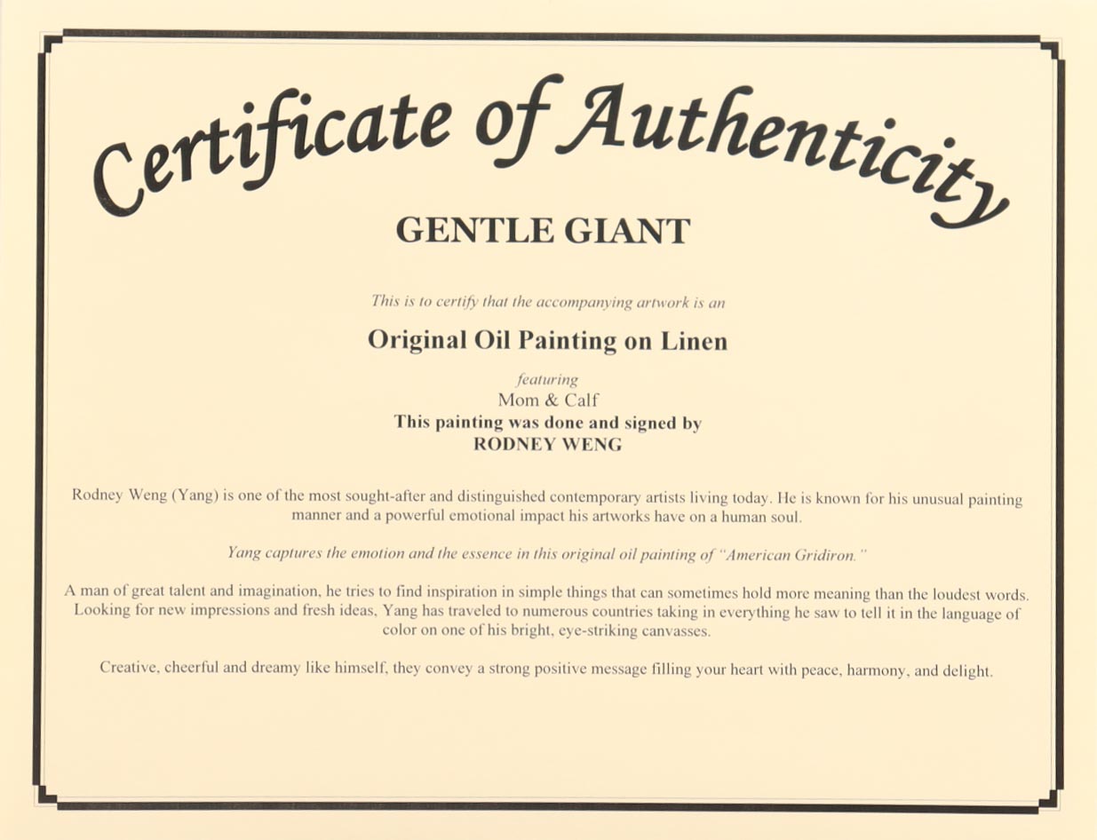 Rodney Weng - “GENTLE GIANT “ 29x30 Original Oil Panting on Linen (PA LOA) at PristineAuction.com Rodney Weng - “GENTLE GIANT “ 29x30 Original Oil Panting on Linen (PA LOA) at PristineAuction.com