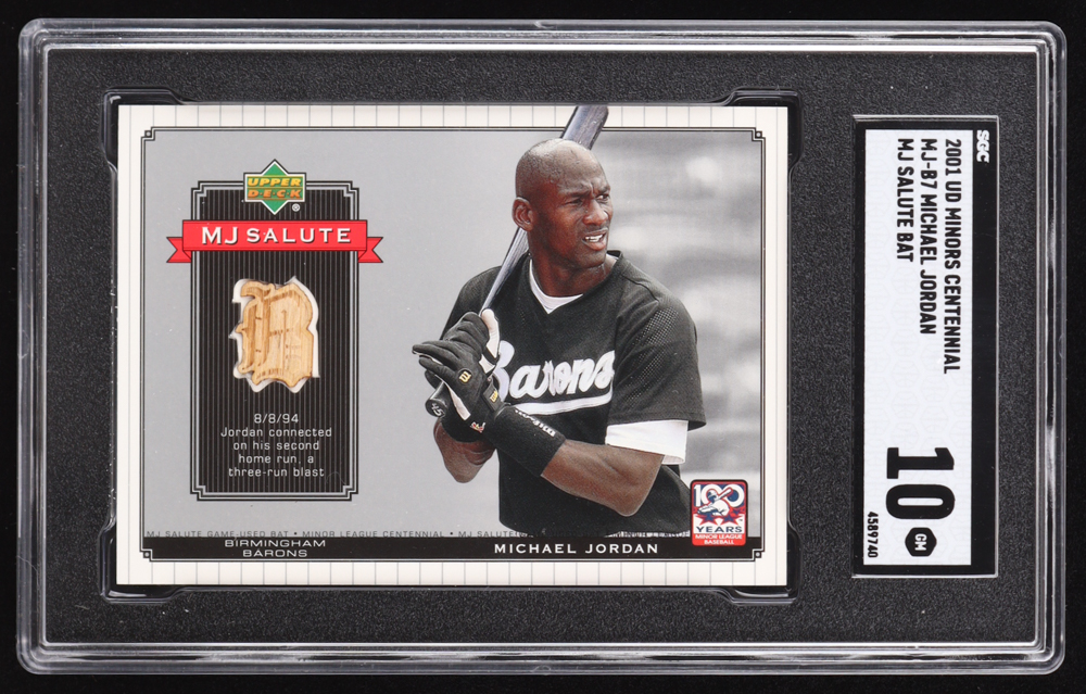 Michael Jordan 2001 Upper Deck Minors Centennial MJ Game Bat #MJB7 (SGC 10) at PristineAuction.com Michael Jordan 2001 Upper Deck Minors Centennial MJ Game Bat #MJB7 (SGC 10) at PristineAuction.com