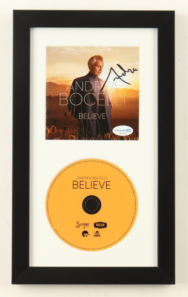 Andrea Bocelli Signed Custom Framed "Believe" CD Album Insert Display With Disc (ACOA) at PristineAuction.com Andrea Bocelli Signed Custom Framed "Believe" CD Album Insert Display With Disc (ACOA) at PristineAuction.com
