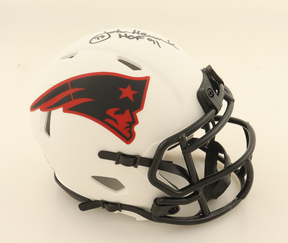 John Hannah Signed Patriots Lunar Eclipse Alternate Speed Mini Helmet Inscribed "HOF 91" (Schwartz) at PristineAuction.com John Hannah Signed Patriots Lunar Eclipse Alternate Speed Mini Helmet Inscribed "HOF 91" (Schwartz) at PristineAuction.com