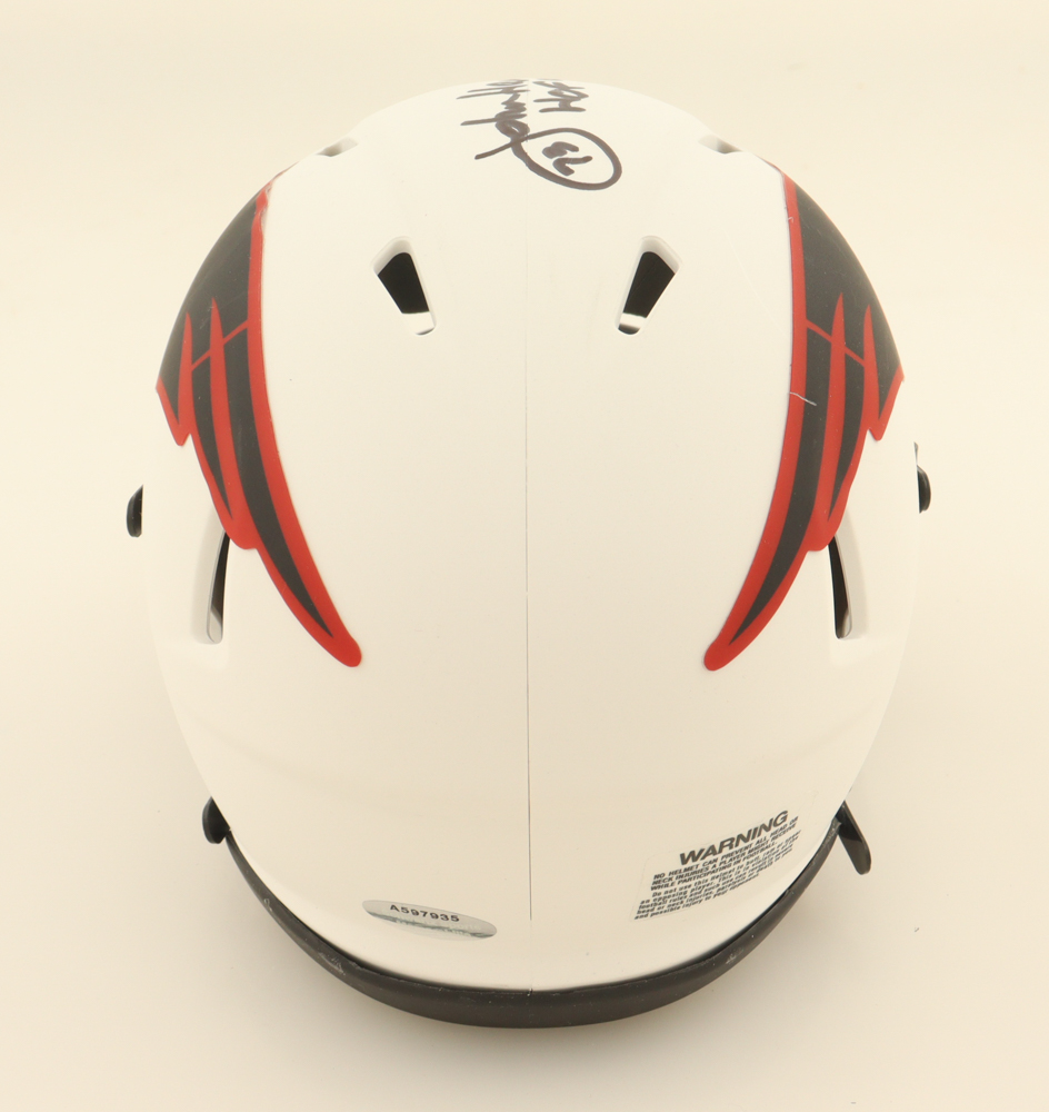 John Hannah Signed Patriots Lunar Eclipse Alternate Speed Mini Helmet Inscribed "HOF 91" (Schwartz) at PristineAuction.com John Hannah Signed Patriots Lunar Eclipse Alternate Speed Mini Helmet Inscribed "HOF 91" (Schwartz) at PristineAuction.com