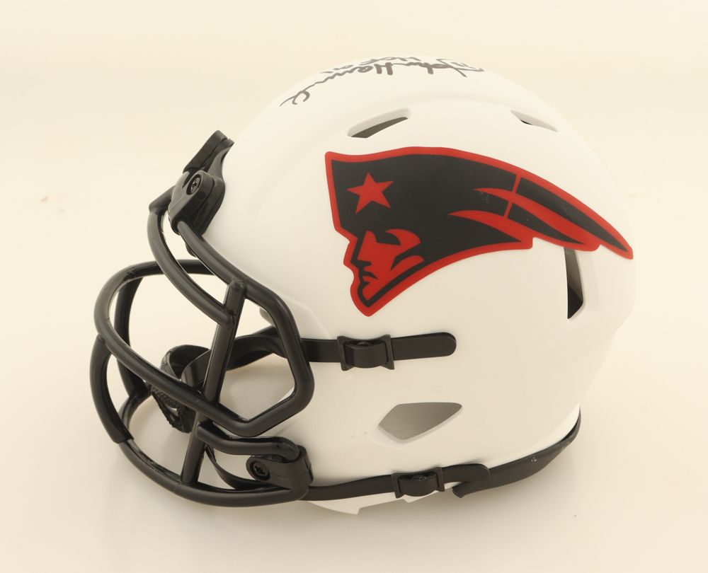 John Hannah Signed Patriots Lunar Eclipse Alternate Speed Mini Helmet Inscribed "HOF 91" (Schwartz) at PristineAuction.com John Hannah Signed Patriots Lunar Eclipse Alternate Speed Mini Helmet Inscribed "HOF 91" (Schwartz) at PristineAuction.com