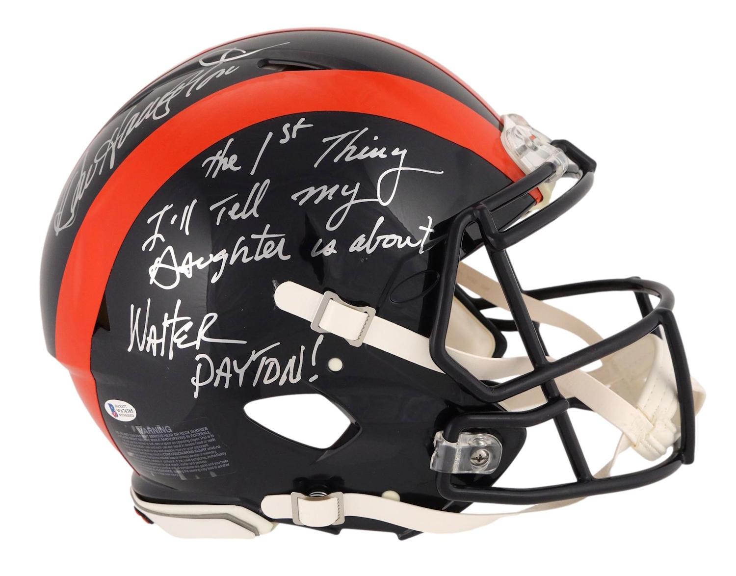 Dan Hampton Signed Bears Full-Size Authentic On-Field Speed Helmet Inscribed "The 1st Thing I'll Tell My Daughter About is WALTER PAYTON!" (Beckett) at PristineAuction.com Dan Hampton Signed Bears Full-Size Authentic On-Field Speed Helmet Inscribed "The 1st Thing I'll Tell My Daughter About is WALTER PAYTON!" (Beckett) at PristineAuction.com