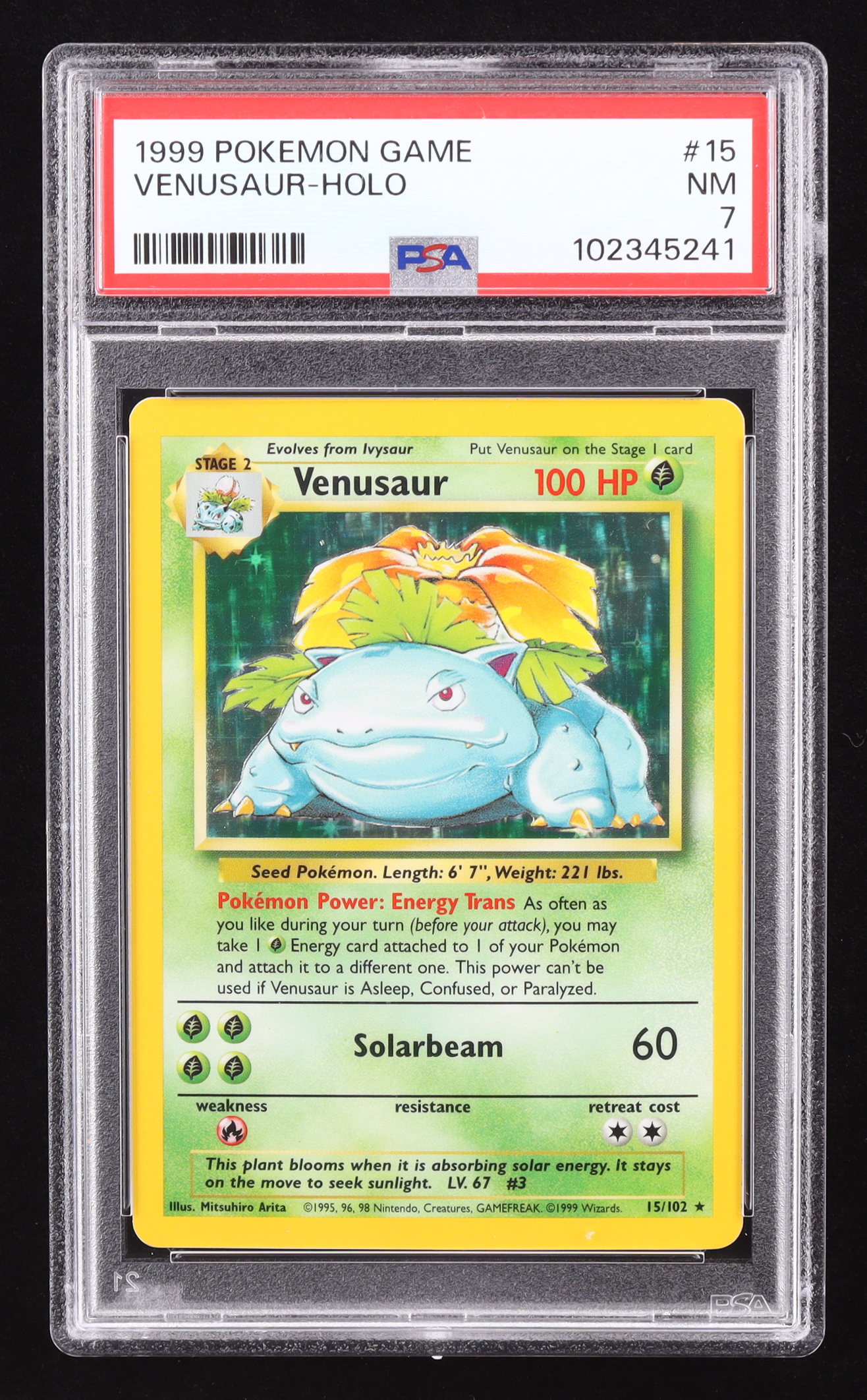 Venusaur 1999 Pokemon Base Unlimited #15 HOLO (PSA 7) at PristineAuction.com Venusaur 1999 Pokemon Base Unlimited #15 HOLO (PSA 7) at PristineAuction.com