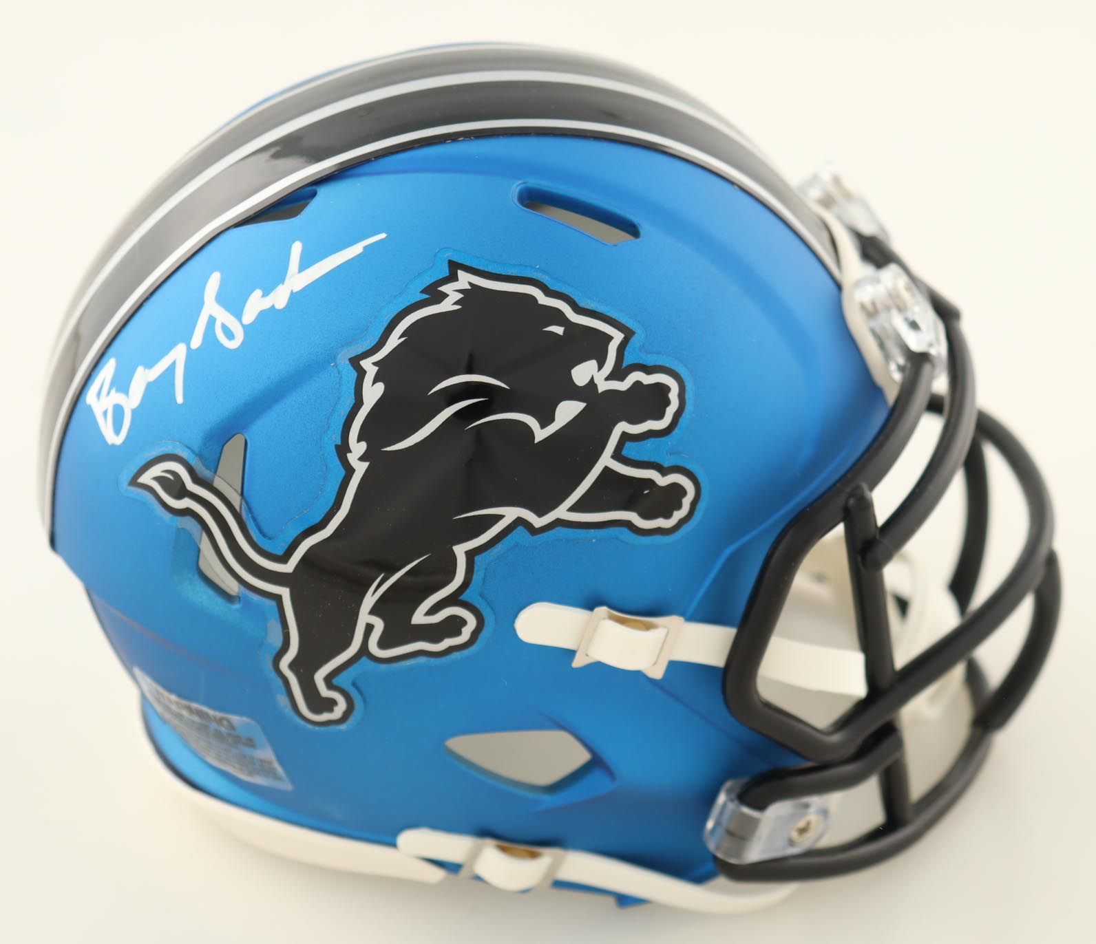Barry Sanders Signed Lions Speed Mini Helmet (Schwartz) at PristineAuction.com Barry Sanders Signed Lions Speed Mini Helmet (Schwartz) at PristineAuction.com