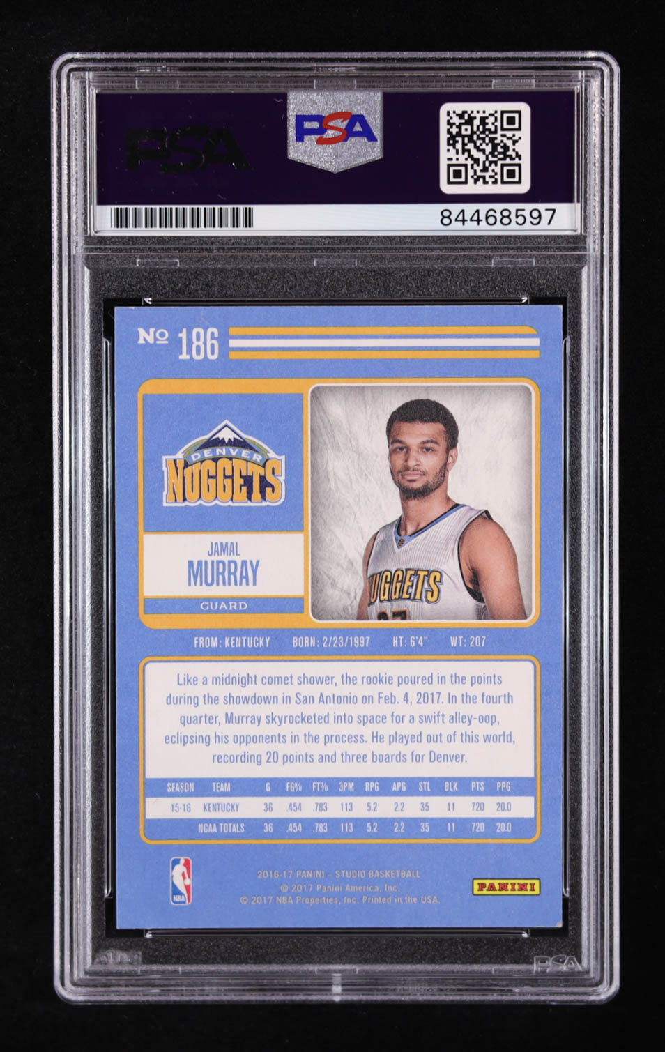 Jamal Murray Signed 2016-17 Studio #186 SE (PSA | Auto Grade PSA Authentic) at PristineAuction.com Jamal Murray Signed 2016-17 Studio #186 SE (PSA | Auto Grade PSA Authentic) at PristineAuction.com