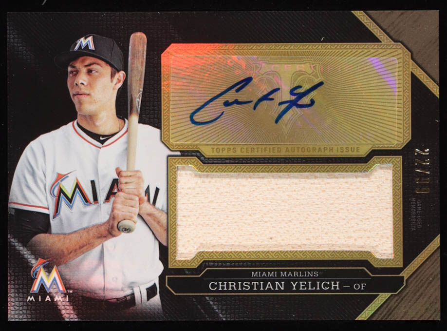 Christian Yelich 2016 Topps Triple Threads Unity Jumbo Relic Autographs #UAJRCY #22/99 at PristineAuction.com Christian Yelich 2016 Topps Triple Threads Unity Jumbo Relic Autographs #UAJRCY #22/99 at PristineAuction.com