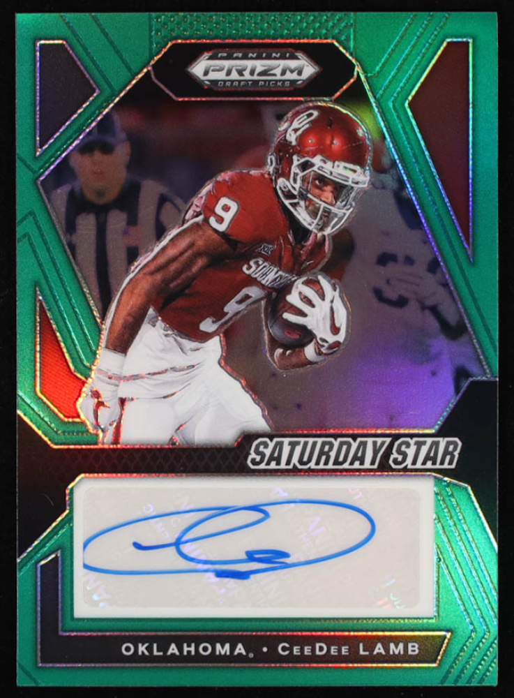 CeeDee Lamb 2024 Panini Prizm Draft Picks Saturday Star Signatures Green #46