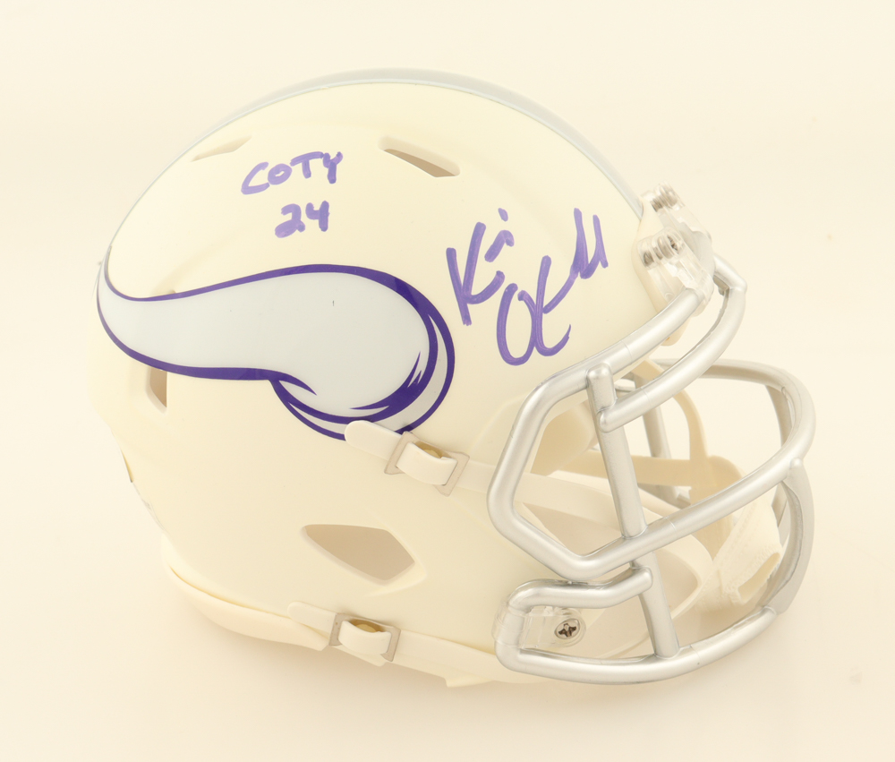 Kevin O'Connell Signed Vikings Speed Mini Helmet Inscribed "COTY 24" (JSA) at PristineAuction.com Kevin O'Connell Signed Vikings Speed Mini Helmet Inscribed "COTY 24" (JSA) at PristineAuction.com