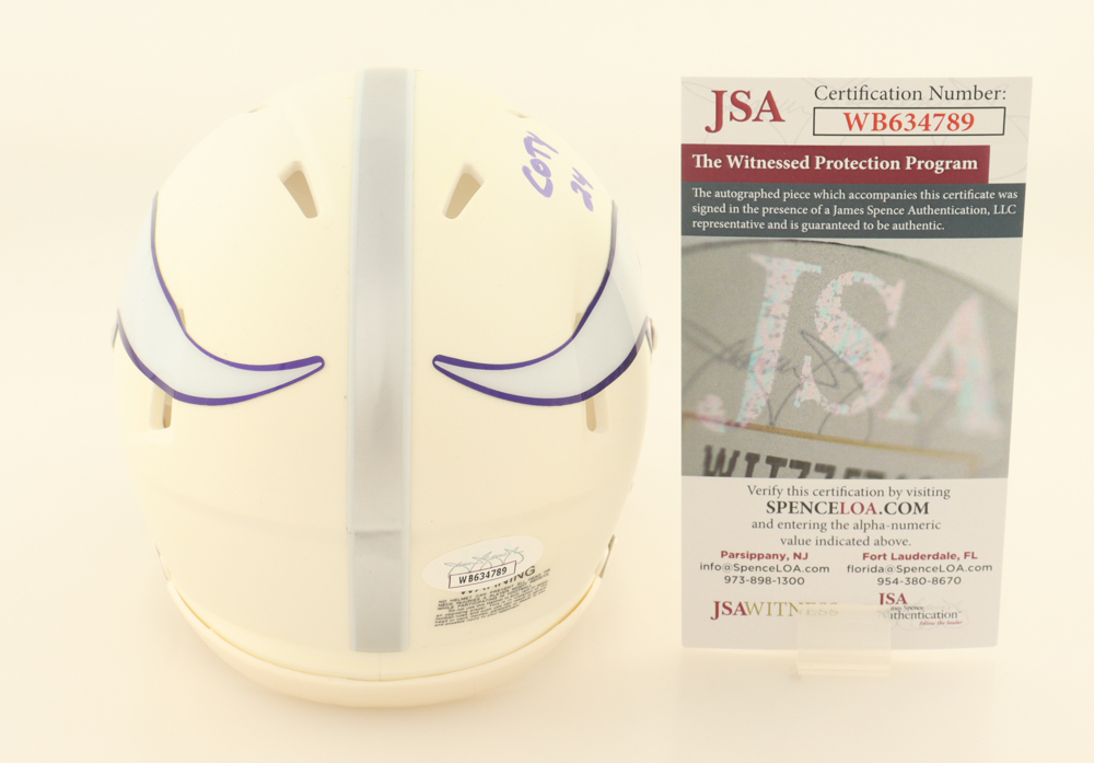 Kevin O'Connell Signed Vikings Speed Mini Helmet Inscribed "COTY 24" (JSA) at PristineAuction.com Kevin O'Connell Signed Vikings Speed Mini Helmet Inscribed "COTY 24" (JSA) at PristineAuction.com