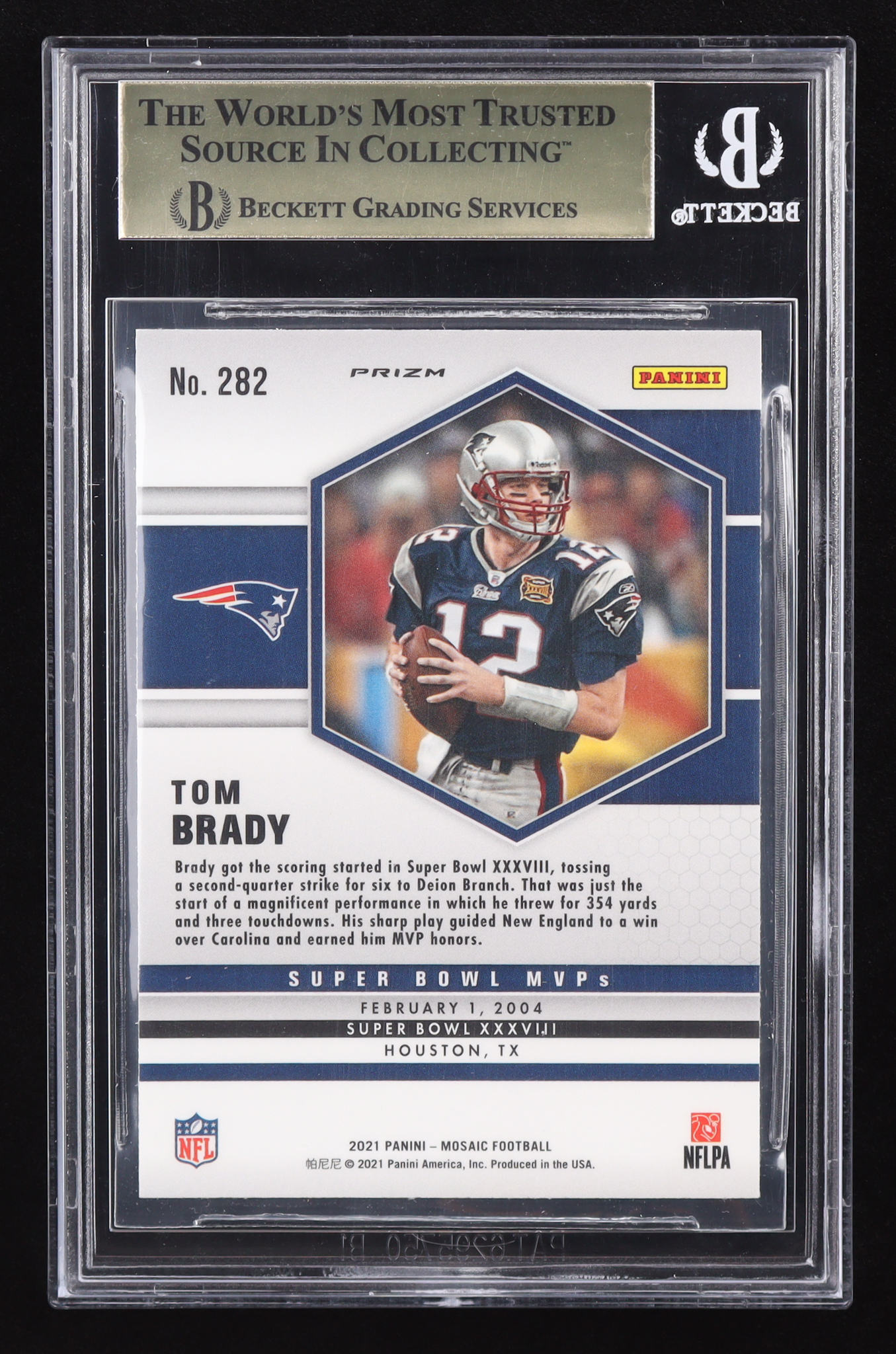 Tom Brady 2021 Panini Mosaic Mosaic Pink Camo #282 MVP (BGS 9.5) at PristineAuction.com Tom Brady 2021 Panini Mosaic Mosaic Pink Camo #282 MVP (BGS 9.5) at PristineAuction.com