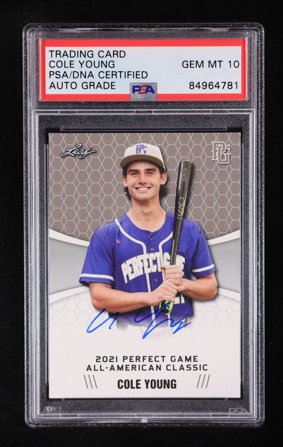 Cole Young Signed 2021 Leaf Perfect Game All-American #12 RC (PSA | Auto Grade PSA 10) at PristineAuction.com Cole Young Signed 2021 Leaf Perfect Game All-American #12 RC (PSA | Auto Grade PSA 10) at PristineAuction.com