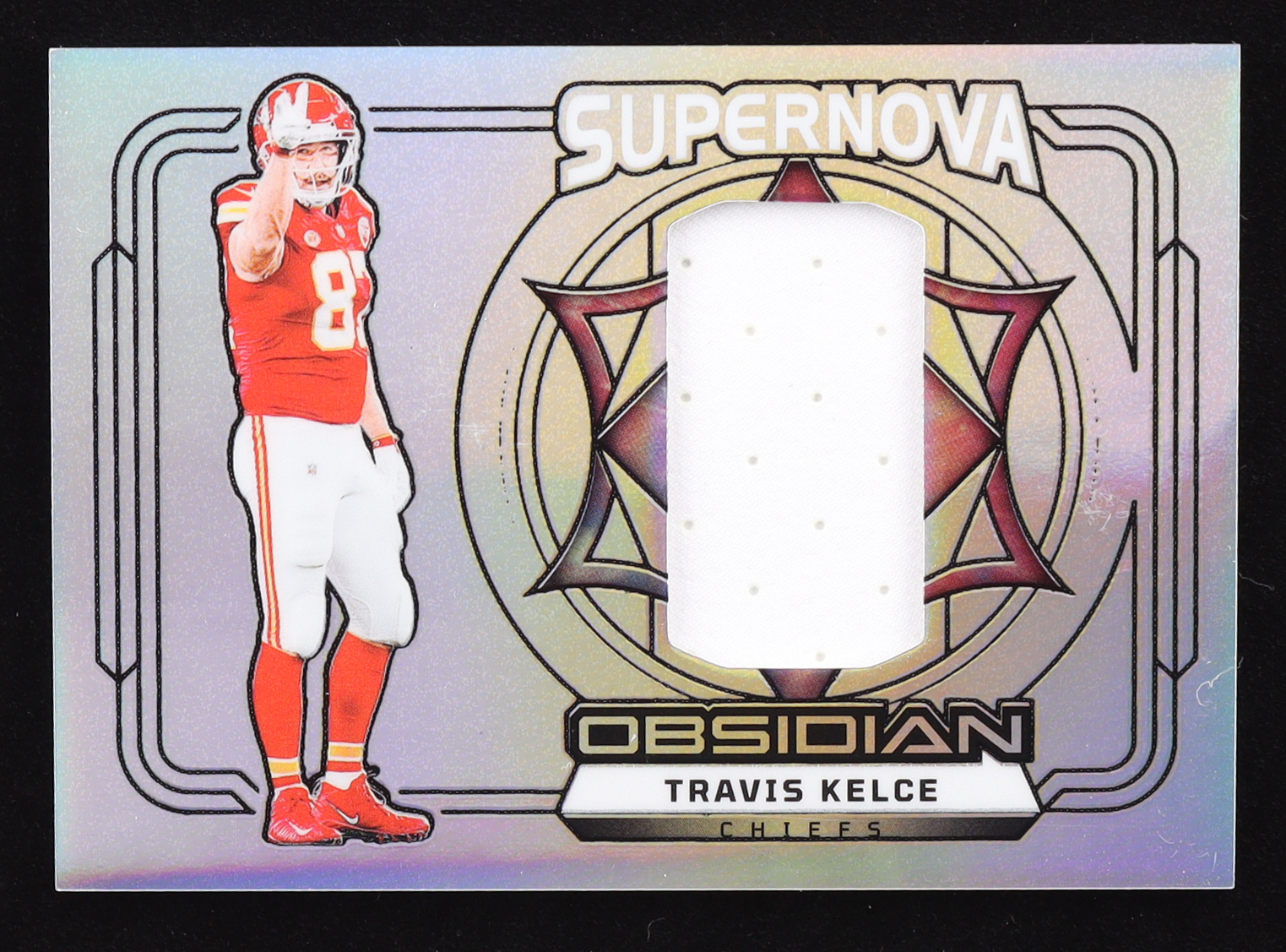 Travis Kelce 2024 Panini Obsidian Supernova Swatches Silver #20 #20/99 at PristineAuction.com Travis Kelce 2024 Panini Obsidian Supernova Swatches Silver #20 #20/99 at PristineAuction.com