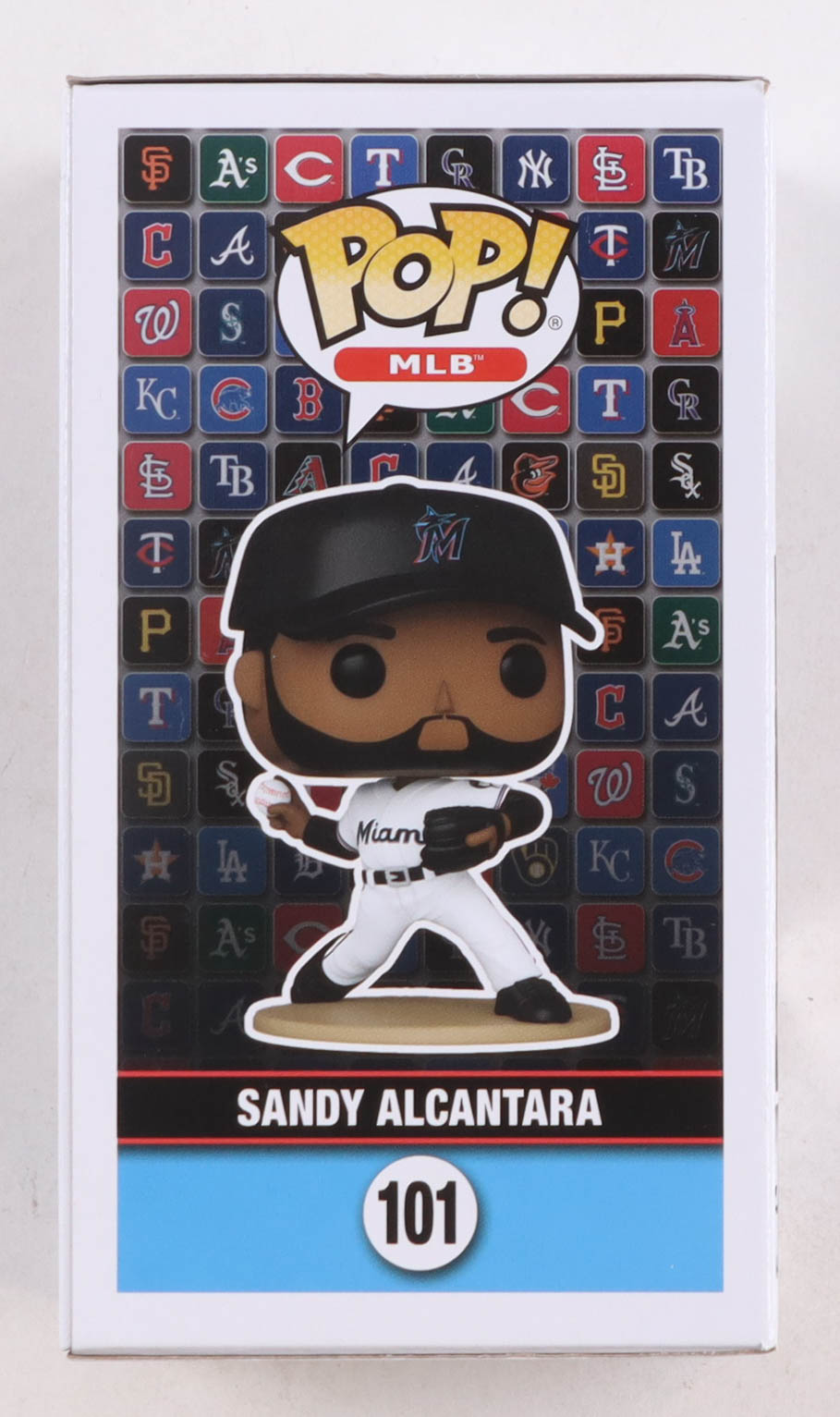 Sandy Alcántara Signed Marlins #101 Funko Pop! Vinyl Figure (JSA) at PristineAuction.com Sandy Alcántara Signed Marlins #101 Funko Pop! Vinyl Figure (JSA) at PristineAuction.com