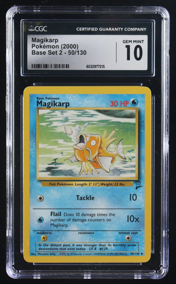 Magikarp Pokemon 1999 Base 2 #50 (CGC 10) at PristineAuction.com Magikarp Pokemon 1999 Base 2 #50 (CGC 10) at PristineAuction.com