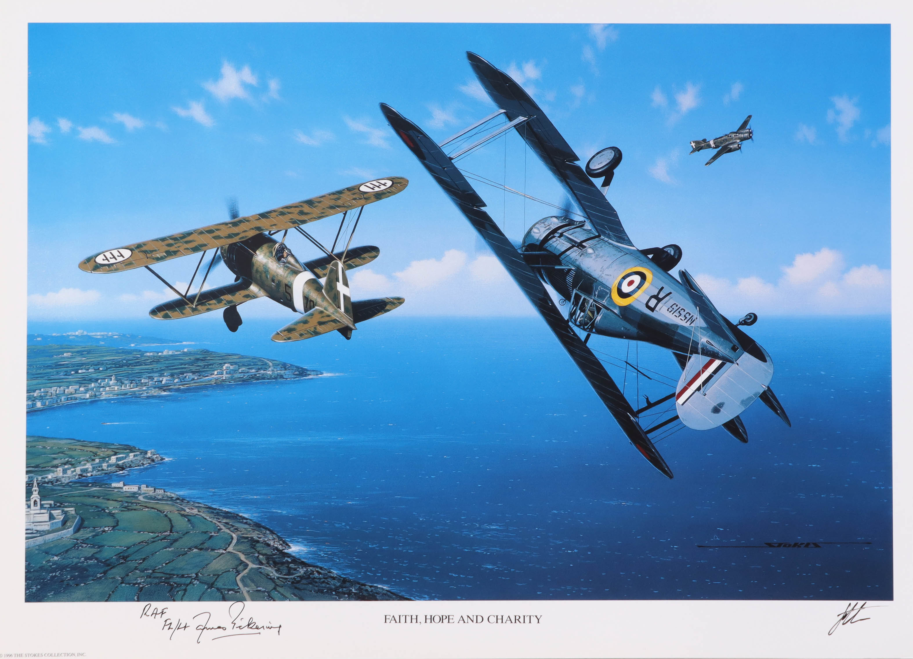 James Pickering Signed Stan Stokes "Faith, Hope And Charity" Lithograph Inscribed "RAF FL/LT" (AIV) at PristineAuction.com James Pickering Signed Stan Stokes "Faith, Hope And Charity" Lithograph Inscribed "RAF FL/LT" (AIV) at PristineAuction.com