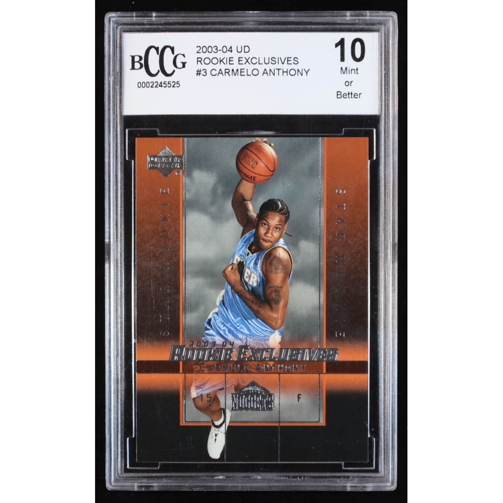 Carmelo Anthony 2003-04 Upper Deck Rookie Exclusives #3 RC (BCCG 10) at PristineAuction.com