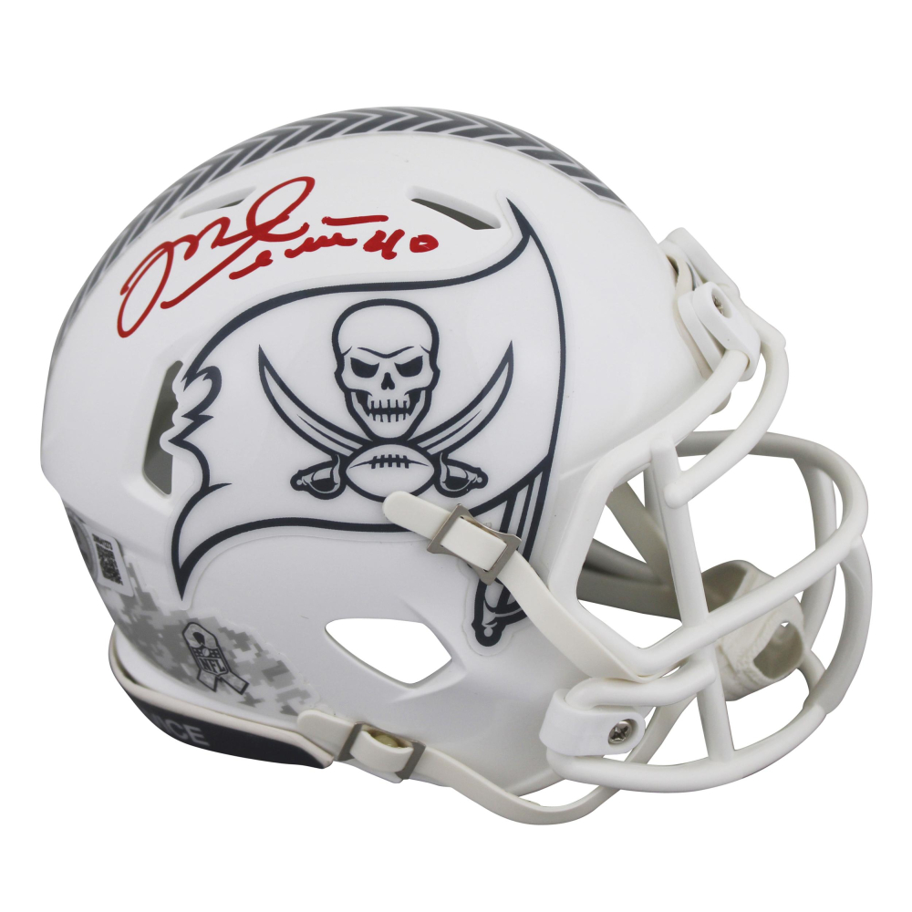 Mike Alstott Signed Buccaneers Salute To Service Alternate Speed Mini Helmet (Beckett) at PristineAuction.com