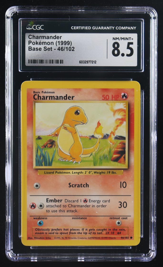 Charmander Pokemon 1999 Base Unlimited #46 (CGC 8.5) at PristineAuction.com Charmander Pokemon 1999 Base Unlimited #46 (CGC 8.5) at PristineAuction.com