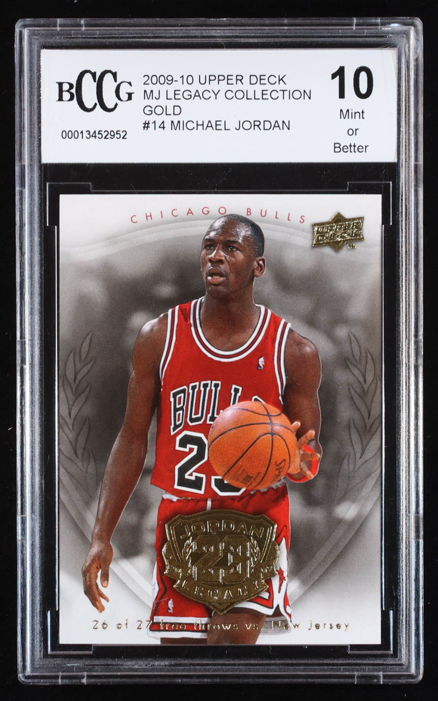 Michael Jordan 2009-10 Upper Deck Michael Jordan Legacy Collection Gold #14 (BCCG 10) at PristineAuction.com Michael Jordan 2009-10 Upper Deck Michael Jordan Legacy Collection Gold #14 (BCCG 10) at PristineAuction.com