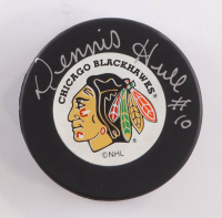 Dennis Hull Signed Blackhawks Logo Hockey Puck (Beckett) at PristineAuction.com