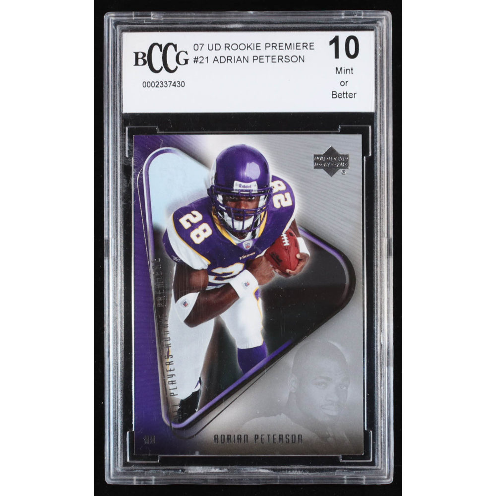 Adrian Peterson 2007 Upper Deck Rookie Premiere #21 RC (BCCG 10) at PristineAuction.com