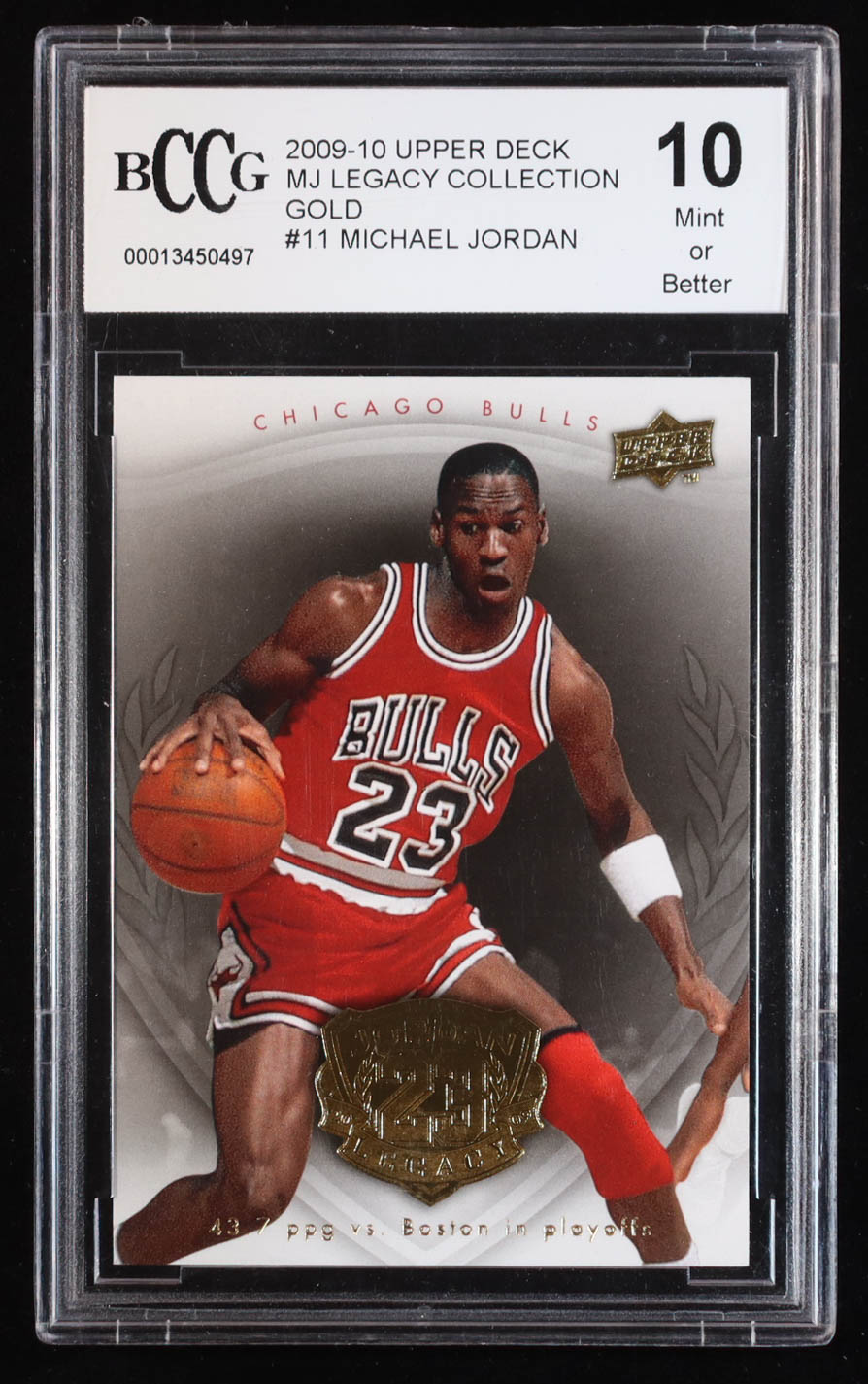 Michael Jordan 2009-10 Upper Deck Michael Jordan Legacy Collection Gold #11 (BCCG 10) at PristineAuction.com Michael Jordan 2009-10 Upper Deck Michael Jordan Legacy Collection Gold #11 (BCCG 10) at PristineAuction.com