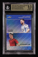 Lionel Messi / Alejandro Garnacho 2023 Leaf Metal Special Release Exclusive Legends Edition Mojo Blue Foil Proofs #ELE16 #1/1 (BGS 9.5) at PristineAuction.com