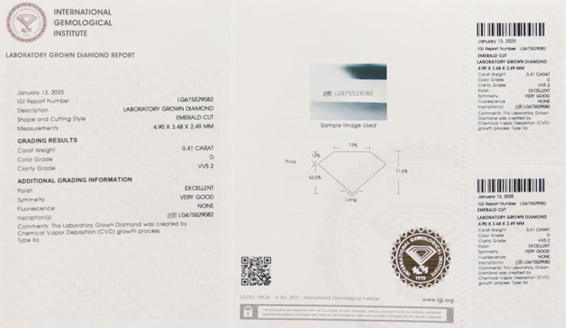 .41 Carat Loose Lab Grown Diamond D, VVS2 (IGI) at PristineAuction.com .41 Carat Loose Lab Grown Diamond D, VVS2 (IGI) at PristineAuction.com