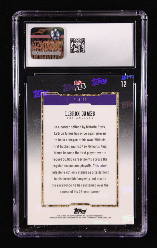LeBron James 2024-25 Topps Now #12 (CGC 10) at PristineAuction.com LeBron James 2024-25 Topps Now #12 (CGC 10) at PristineAuction.com