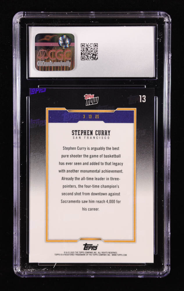 Stephen Curry 2024-25 Topps Now #13 (CGC 10) at PristineAuction.com Stephen Curry 2024-25 Topps Now #13 (CGC 10) at PristineAuction.com