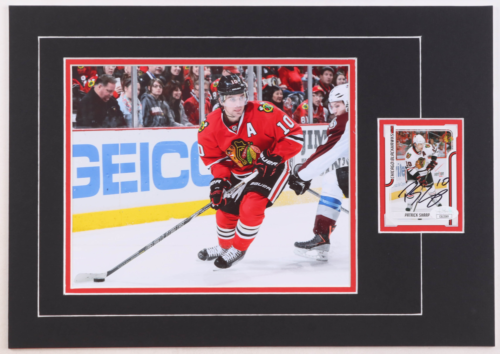 Patrick Sharp Signed Blackhawks Custom Matted  2011-12 Score #116 (JSA)