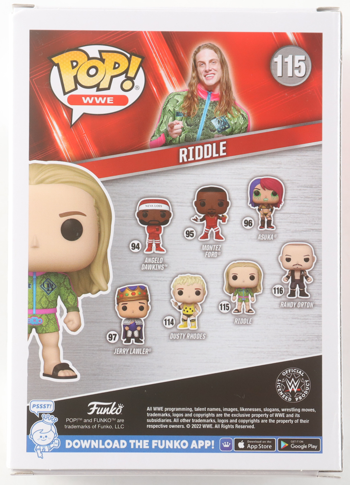 Matt Riddle Signed WWE #115 Funko Pop! Vinyl Figure With Hand-Drawn Sketch Inscribed "Bro" (JSA) at PristineAuction.com Matt Riddle Signed WWE #115 Funko Pop! Vinyl Figure With Hand-Drawn Sketch Inscribed "Bro" (JSA) at PristineAuction.com