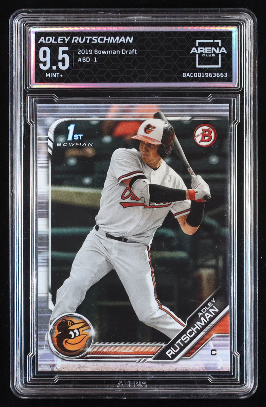 Adley Rutschman 2019 Bowman Draft #BD1 RC (Arena 9.5) at PristineAuction.com Adley Rutschman 2019 Bowman Draft #BD1 RC (Arena 9.5) at PristineAuction.com