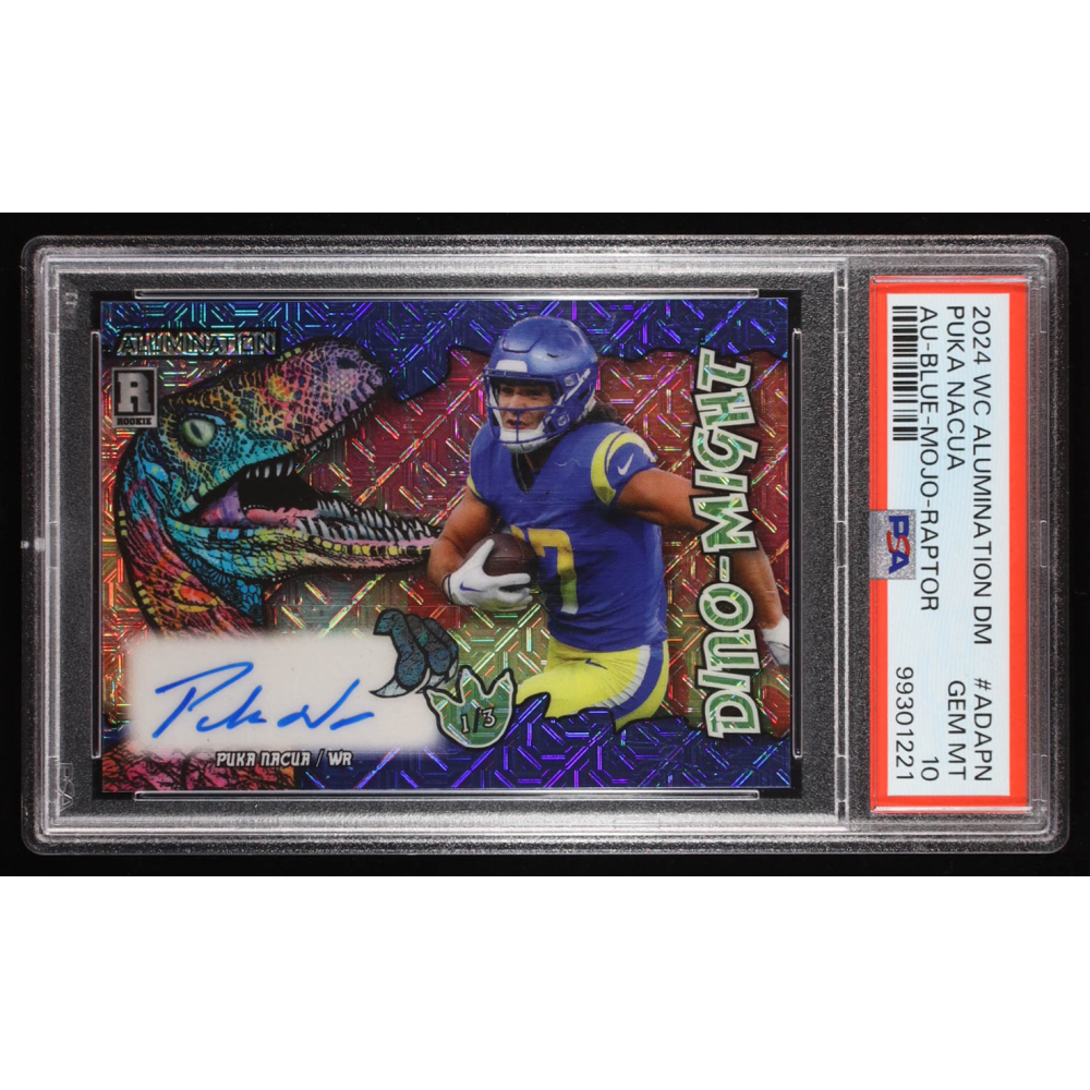 Puka Nacua 2023 Wild Card Alumination Dino-Might Autographs Blue Mojo ...