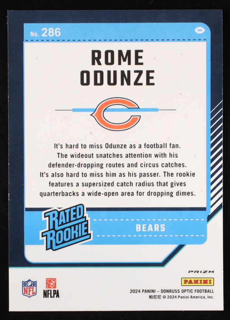 Rome Odunze 2024 Donruss Optic Blue Scope #286 RR RC at PristineAuction.com Rome Odunze 2024 Donruss Optic Blue Scope #286 RR RC at PristineAuction.com