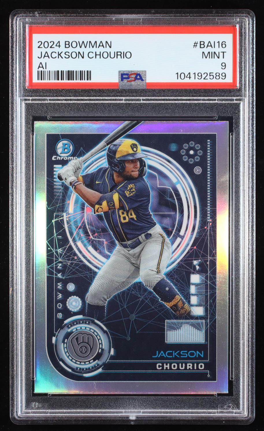 Jackson Chourio 2024 Bowman Chrome Bowman AI #BAI16 RC (PSA 9) at PristineAuction.com Jackson Chourio 2024 Bowman Chrome Bowman AI #BAI16 RC (PSA 9) at PristineAuction.com