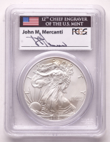 2013 American Silver Eagle $1 One Dollar Coin - First Strike, John M. Mercanti Signed Label (PCGS MS70) at PristineAuction.com