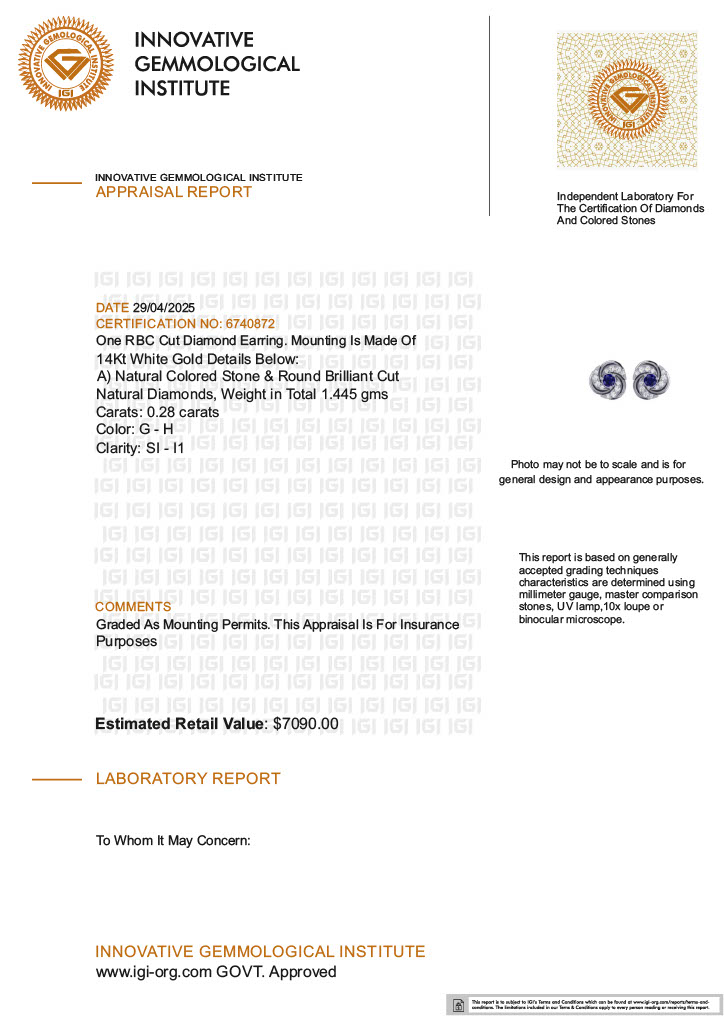 0.28 (CTW) Pair of (2) Diamond 14K White Gold Earrings | Estimated Value $7,090 (IGI) at PristineAuction.com 0.28 (CTW) Pair of (2) Diamond 14K White Gold Earrings | Estimated Value $7,090 (IGI) at PristineAuction.com