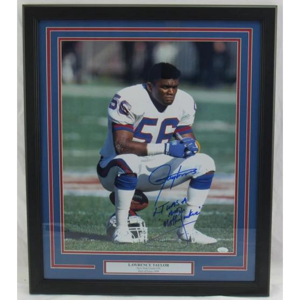 Lawrence Taylor Signed Giants Custom Framed Photo Inscribed "LT Was A Bad M****F****" (JSA) at PristineAuction.com