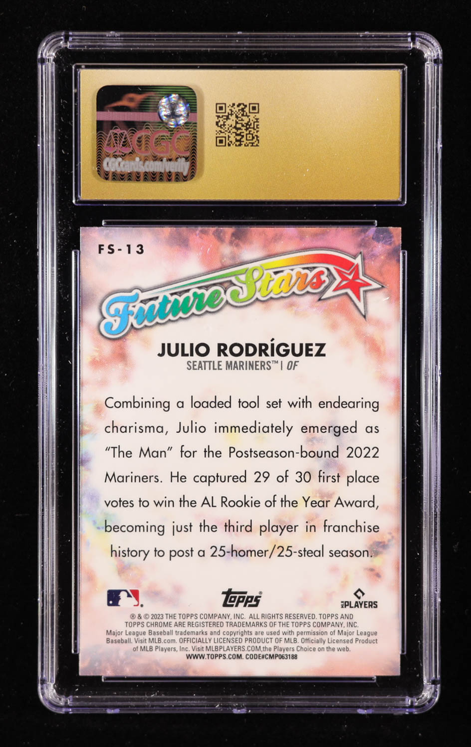 Julio Rodriguez 2023 Topps Chrome Future Stars #FS13 (CGC Pristine 10) at PristineAuction.com Julio Rodriguez 2023 Topps Chrome Future Stars #FS13 (CGC Pristine 10) at PristineAuction.com