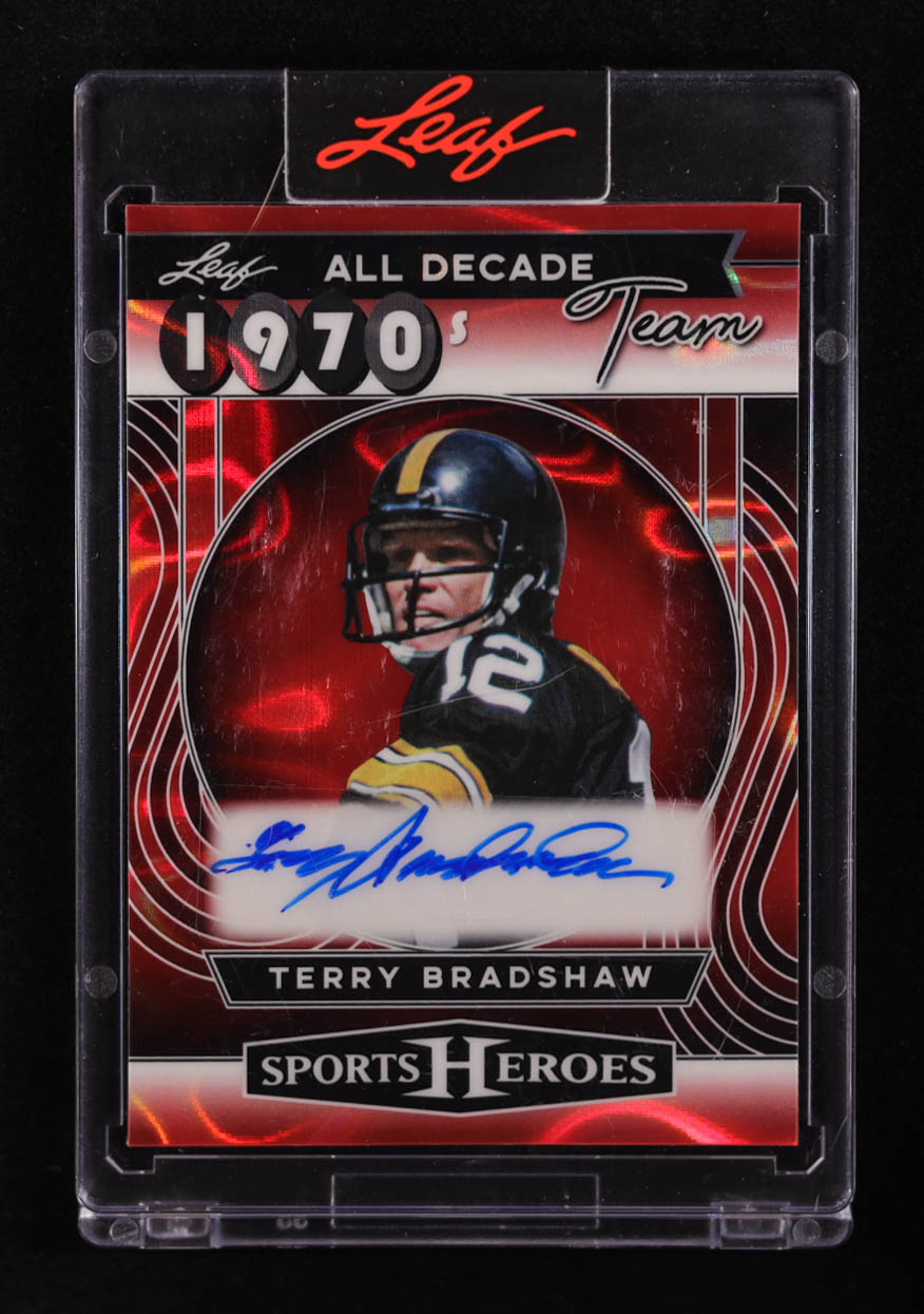 Terry Bradshaw 2025 Leaf Sports Heroes 1970s All Decade Team Red Holo #D70TB1 #1/1 at PristineAuction.com Terry Bradshaw 2025 Leaf Sports Heroes 1970s All Decade Team Red Holo #D70TB1 #1/1 at PristineAuction.com