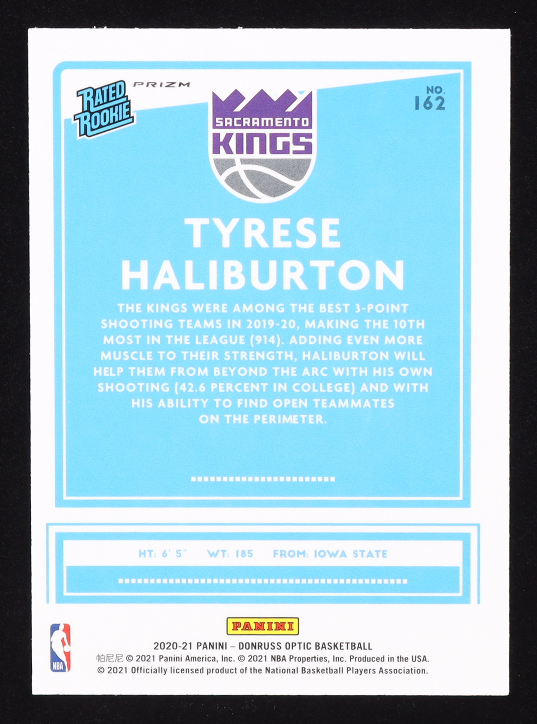 Tyrese Haliburton 2020-21 Donruss Optic Fanatics Box Set #162 RR RC at PristineAuction.com Tyrese Haliburton 2020-21 Donruss Optic Fanatics Box Set #162 RR RC at PristineAuction.com