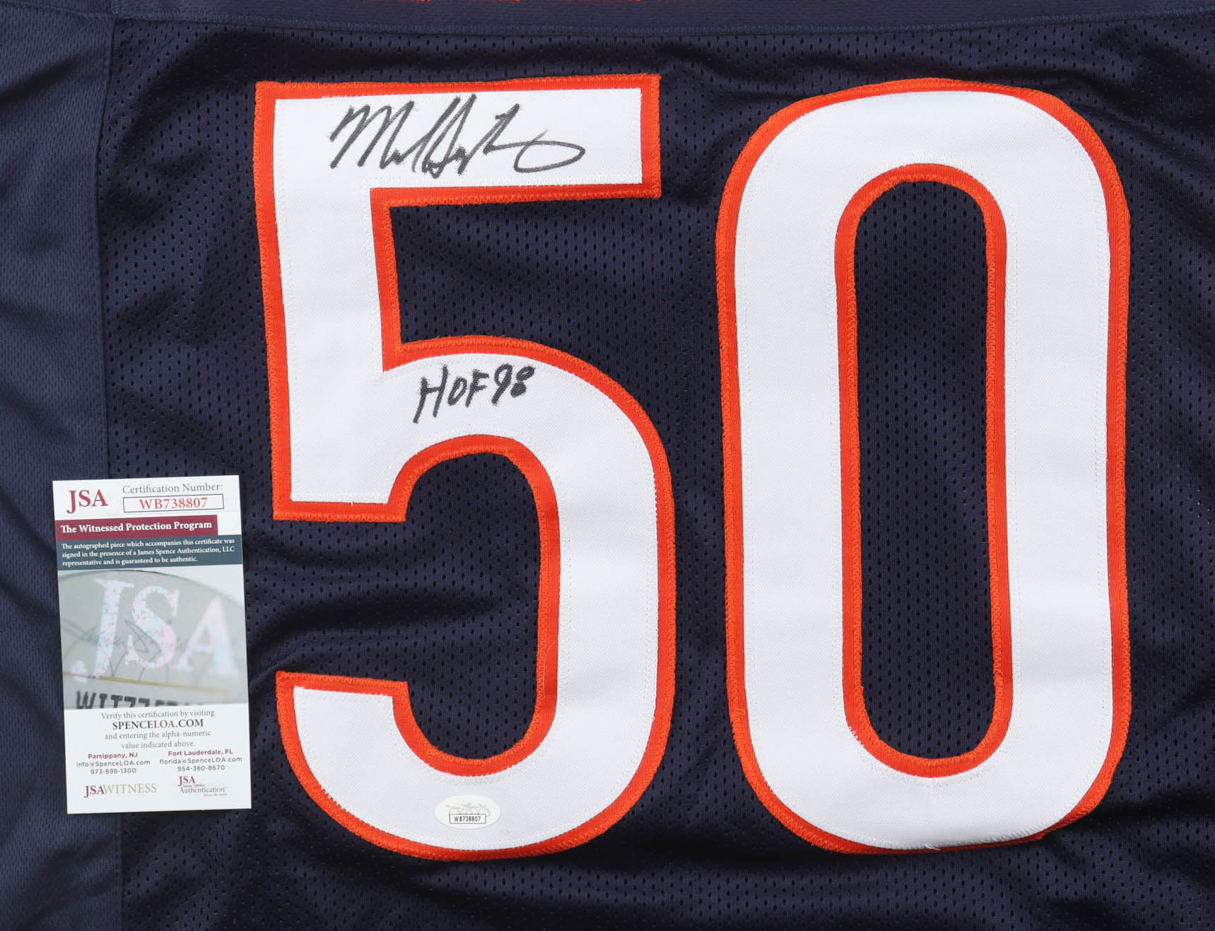 Mike Singletary Signed Jersey Inscribed "HOF 98" (JSA) at PristineAuction.com Mike Singletary Signed Jersey Inscribed "HOF 98" (JSA) at PristineAuction.com