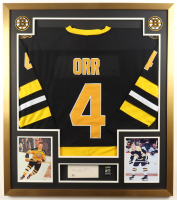 Bobby Orr Signed Custom Framed Cut Display With Jersey, 6x Stanley Cup Champions  Pin & (2) Team Logo Patches (PSA) at PristineAuction.com